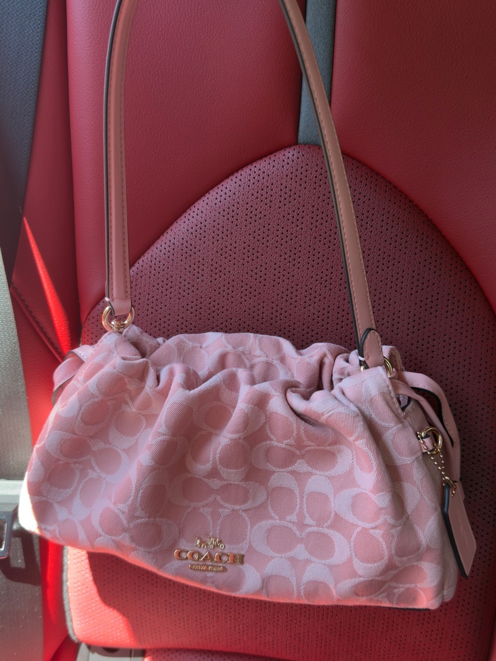Coach Pink Faye Denim Shoulder Bag